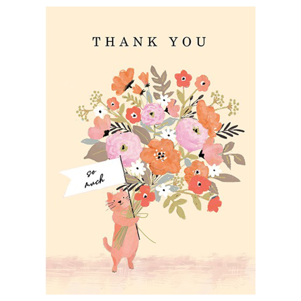 Cat With Bouquet Thank You Card