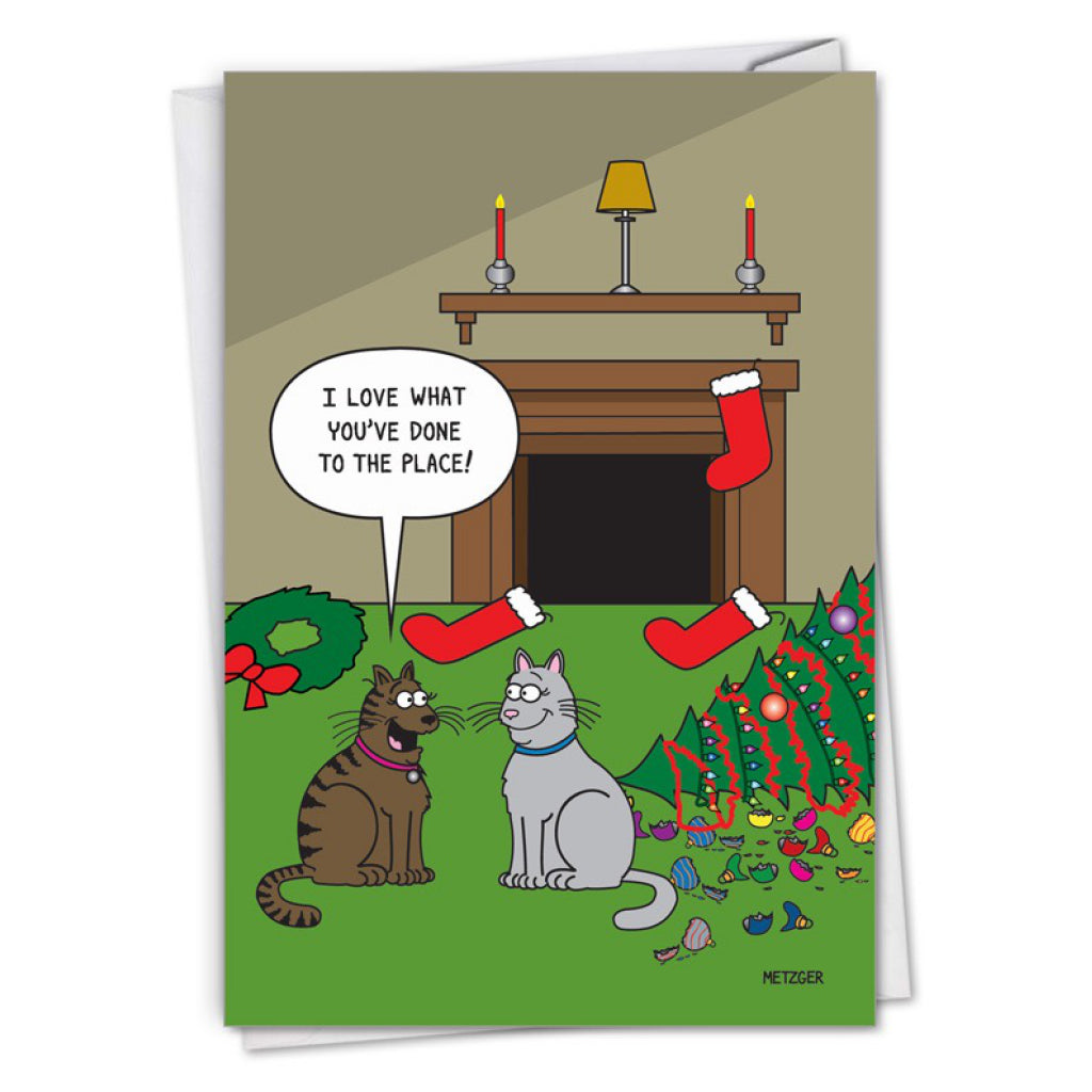 Cats Love The Ruined Living Room Holiday Card