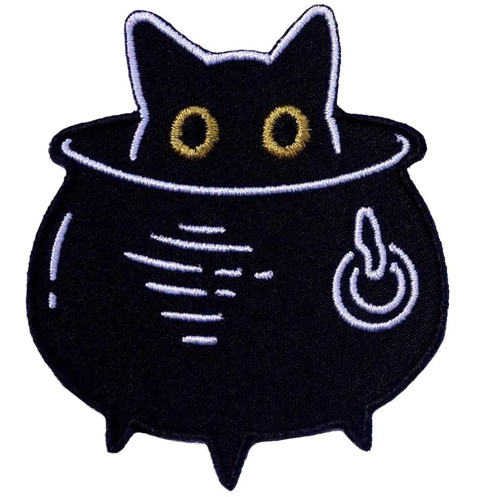Cauldron Cat Embroidered Patch.