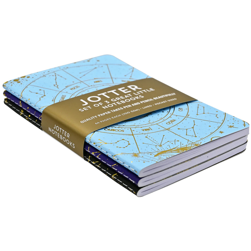 Celestial Jotter Notebooks 3 Pack angle view.