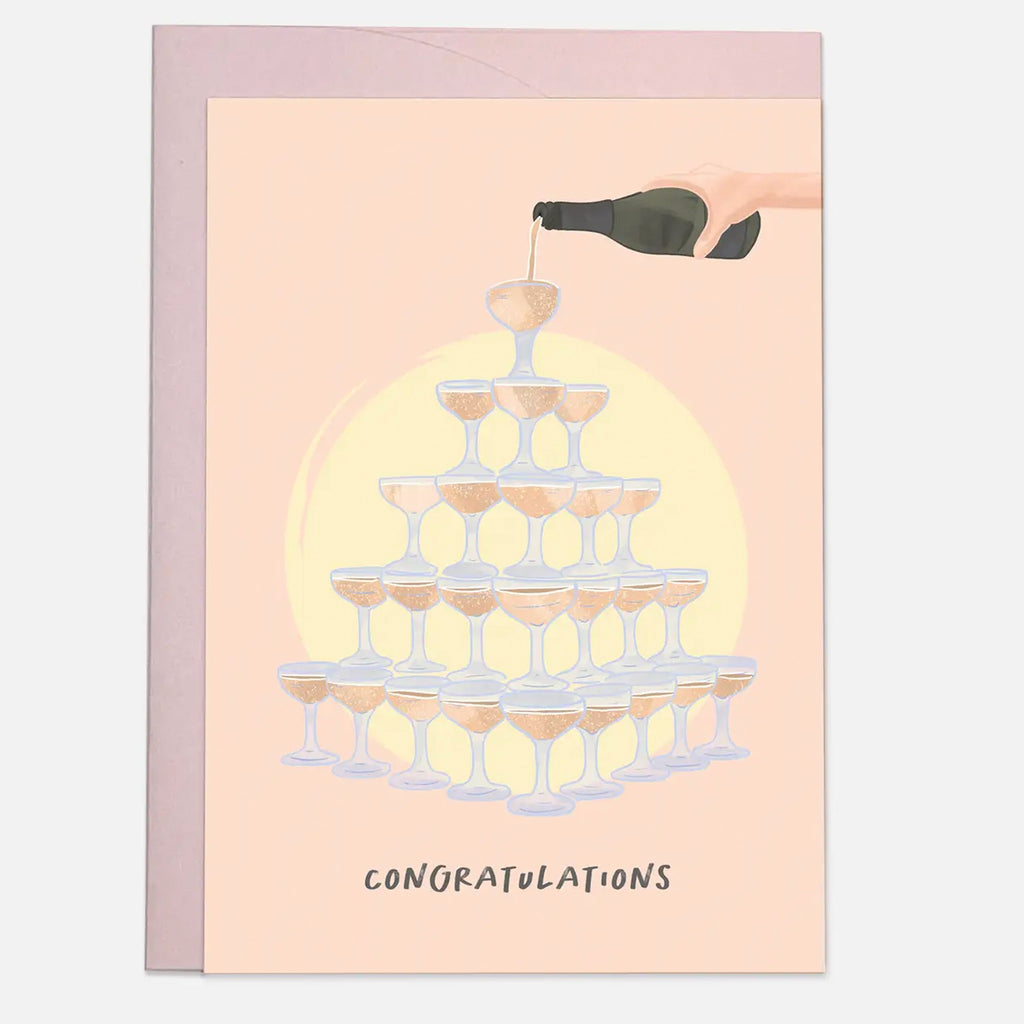 Champagne Tower Congratulations Card.