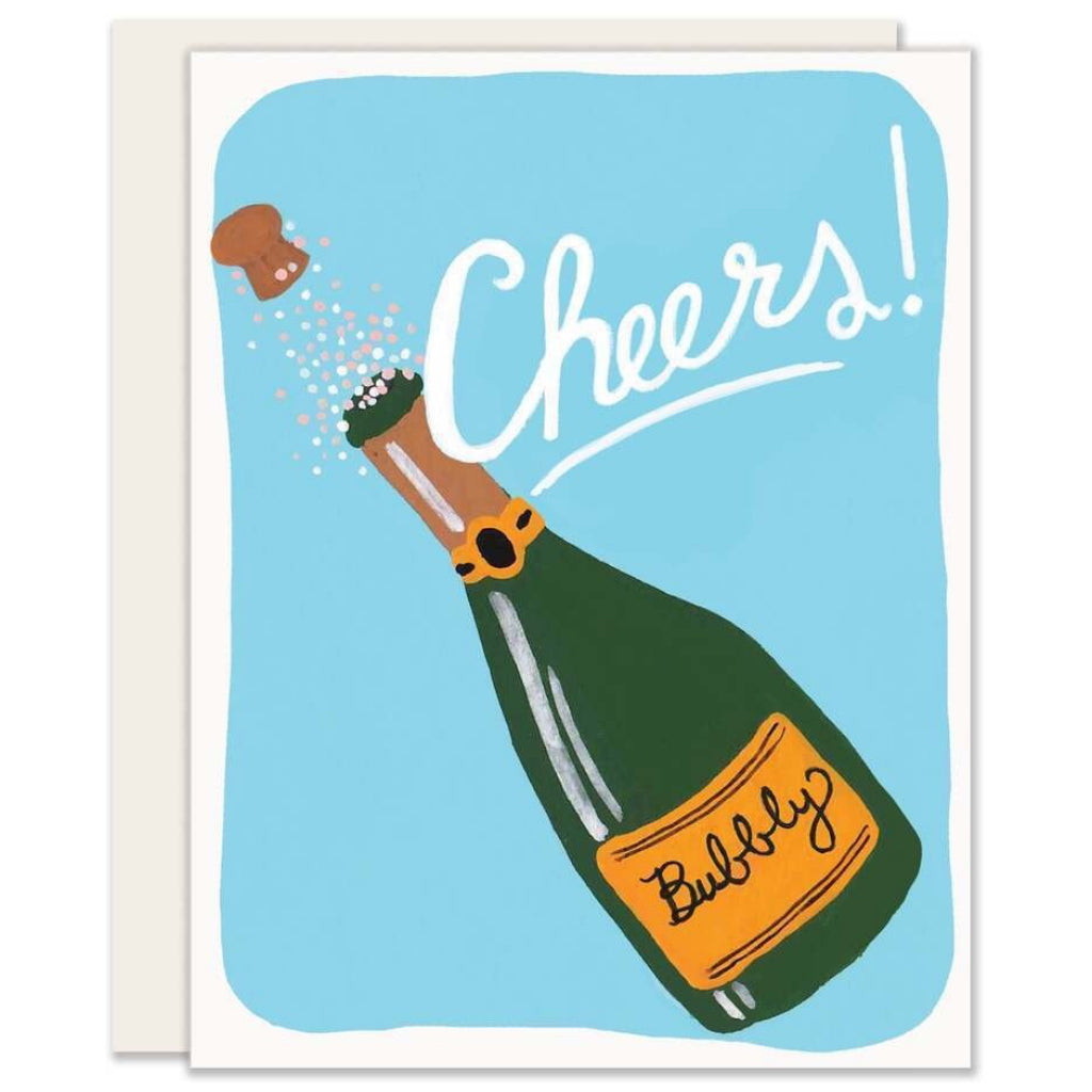 Cheers! Bubbly Champagne Bottle Card.