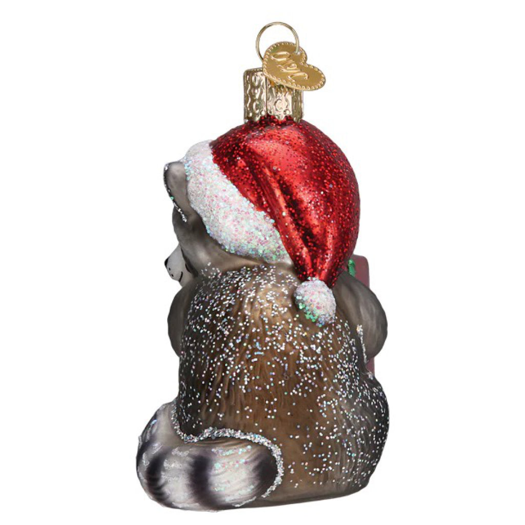 Christmas Bandit Raccoon Ornament back.