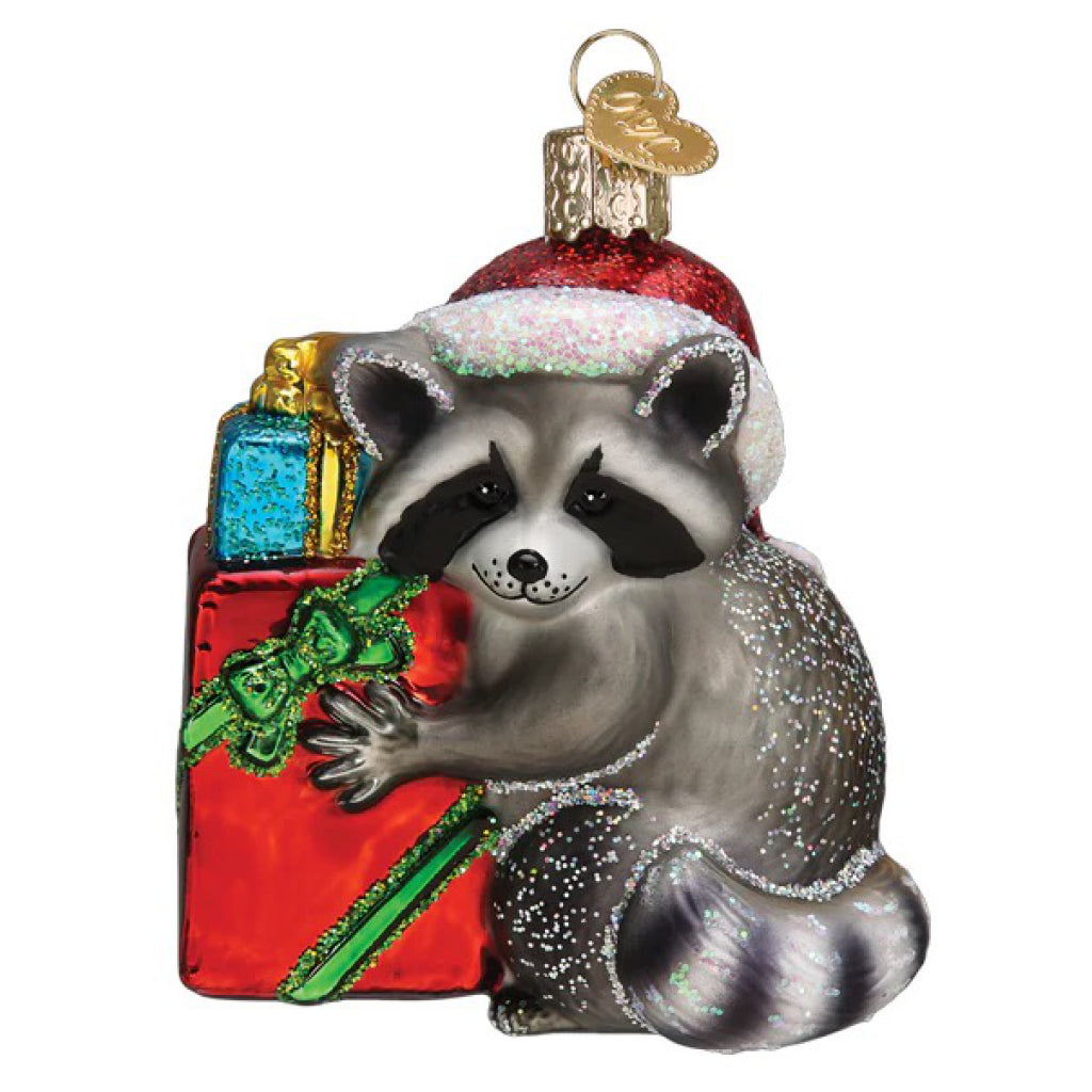 Christmas Bandit Raccoon Ornament.