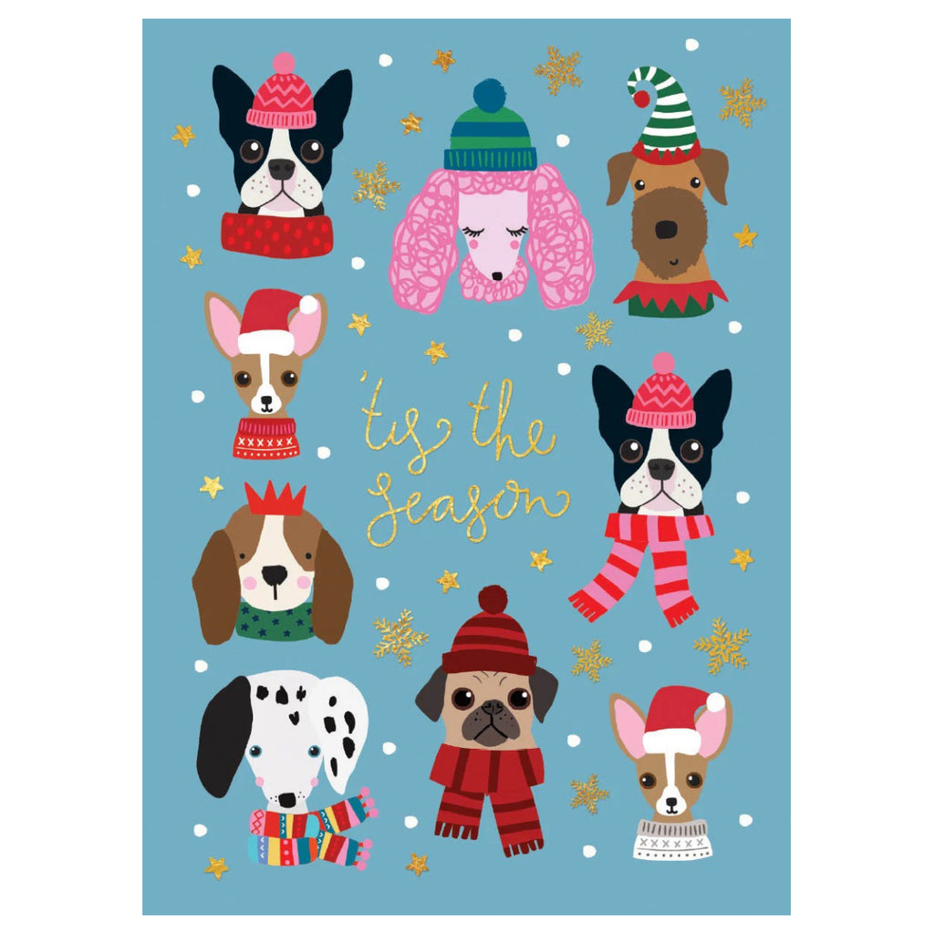 Christmas Dogs Scarves  Hats Card