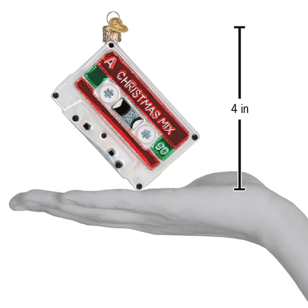 Christmas Mixtape Ornament in hand.