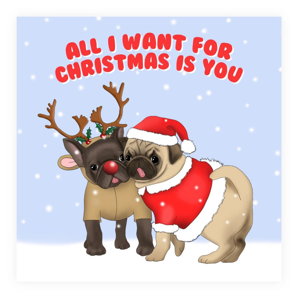 Christmas Pug  Frenchie Card