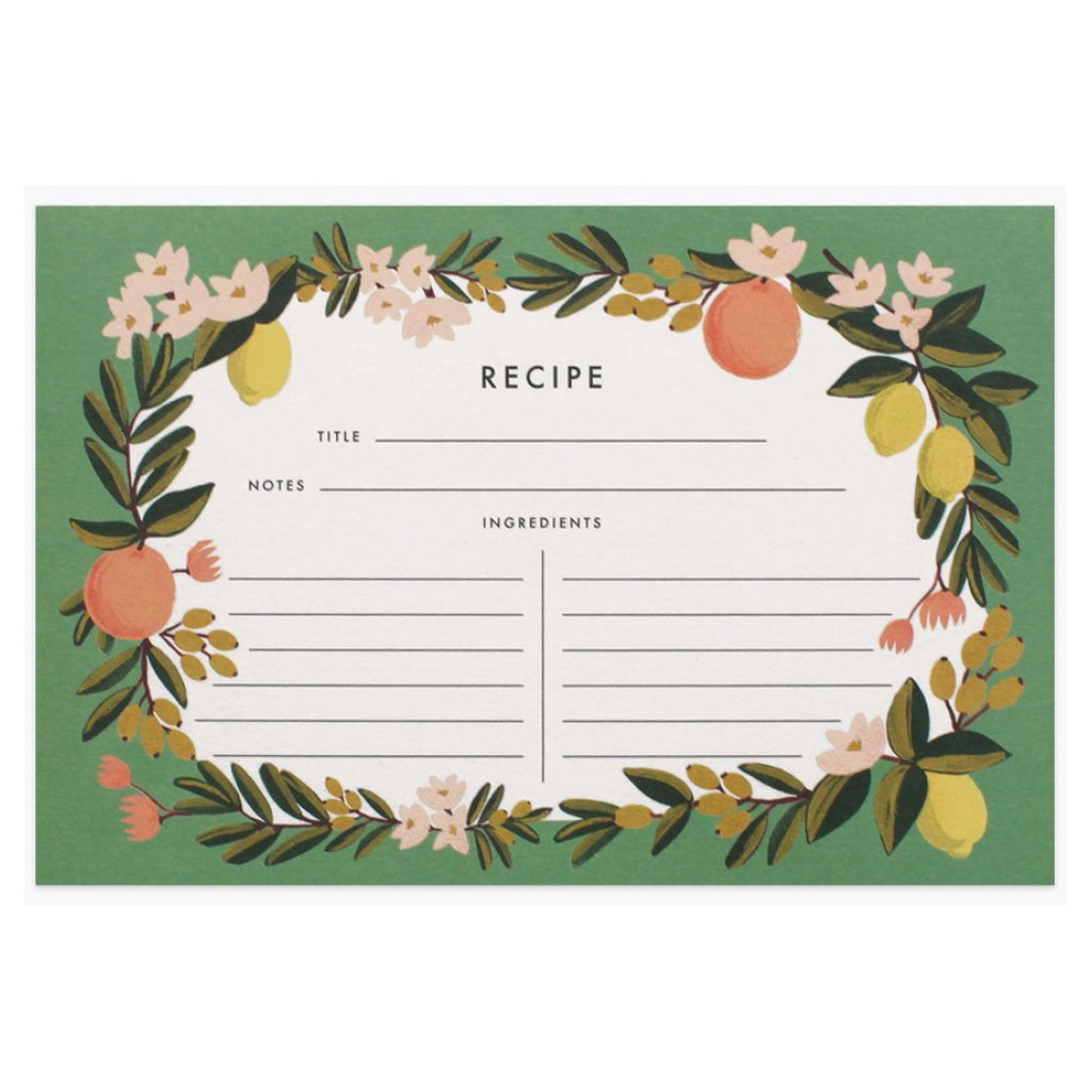 Citrus Floral Recipe Cards Pack of 12