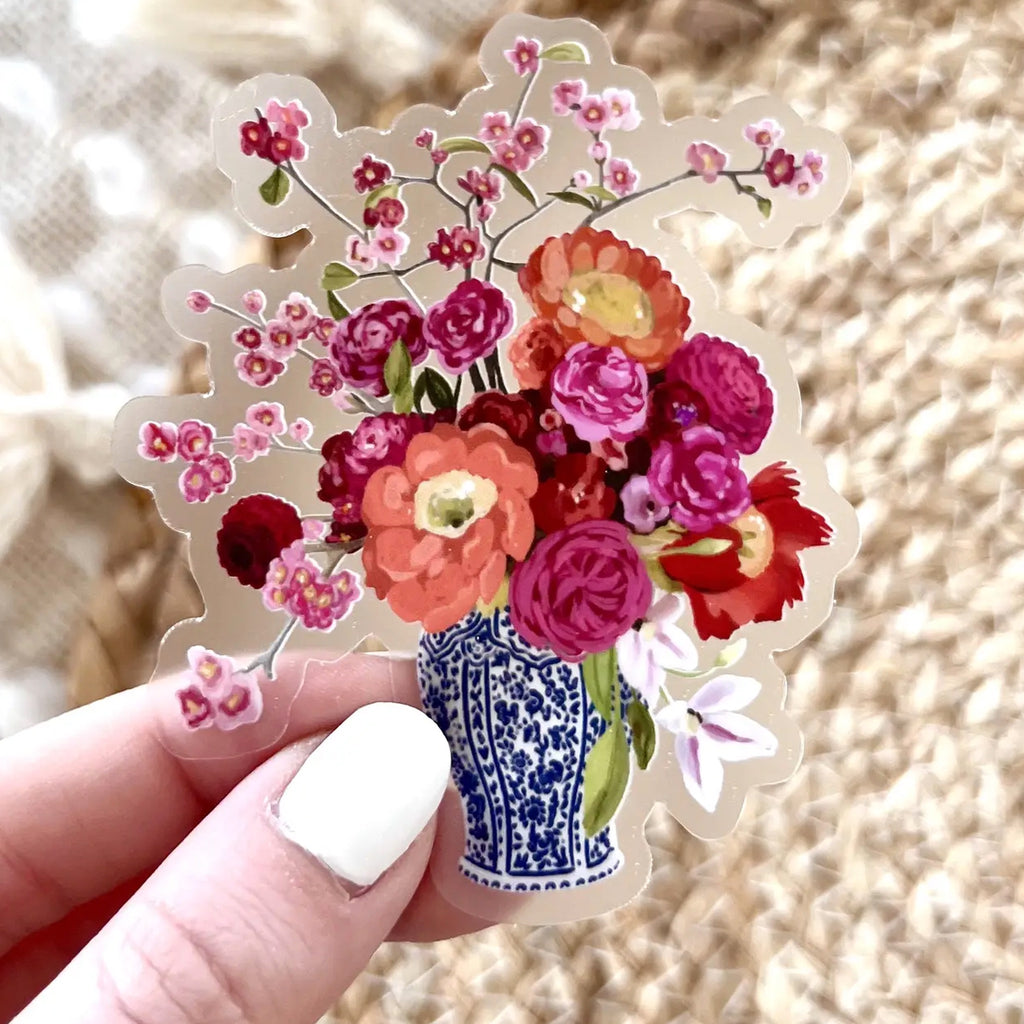 Clear Bouquet in Blue and White Vase Sticker.