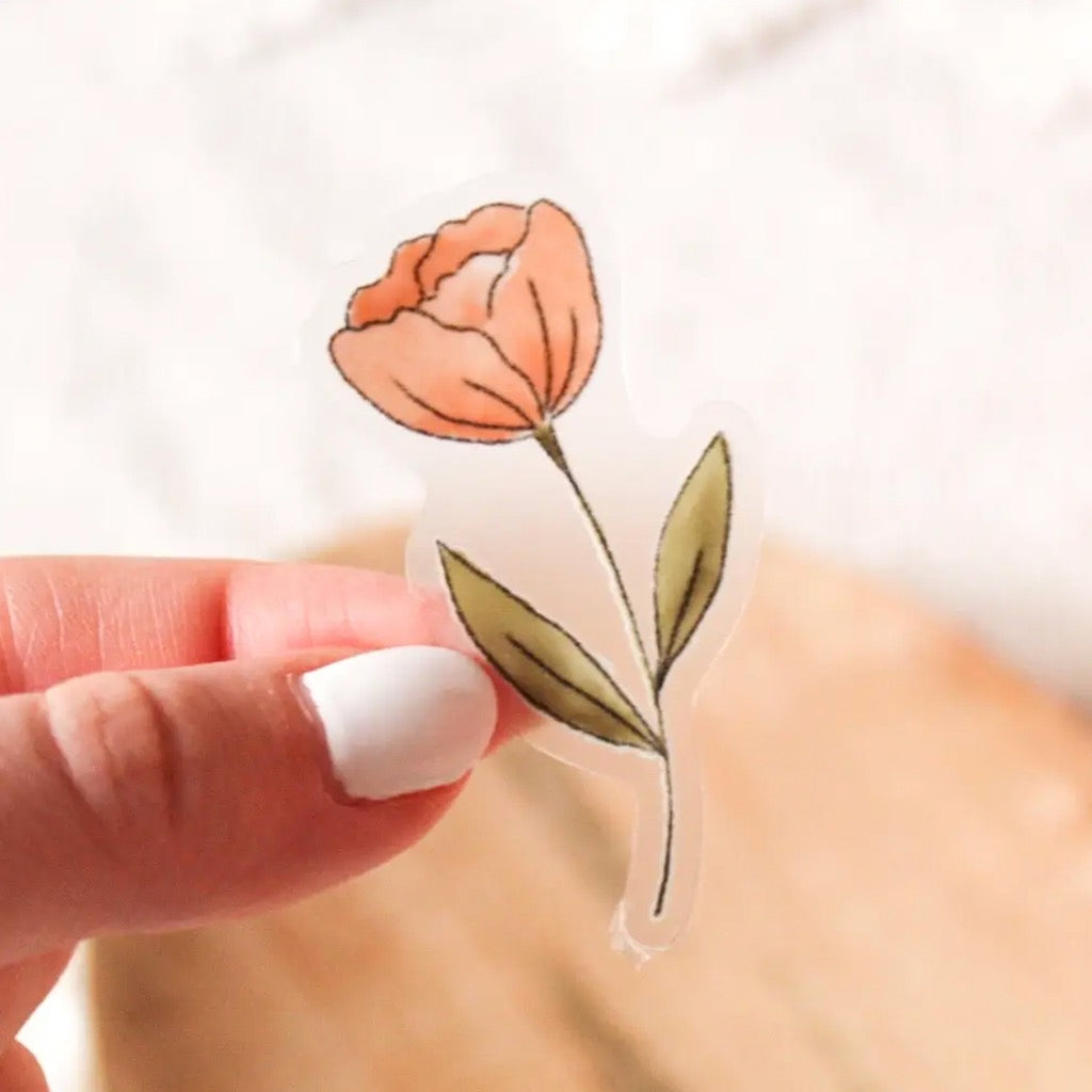 Clear Pink Buttercup Sticker | Elyse Breanne Design – Outer Layer