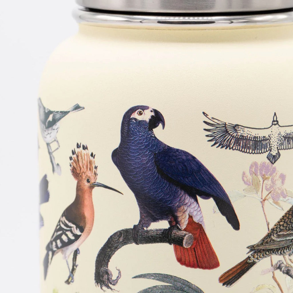 Close-up view of Birds 32 oz Stainless Steel Bottle.