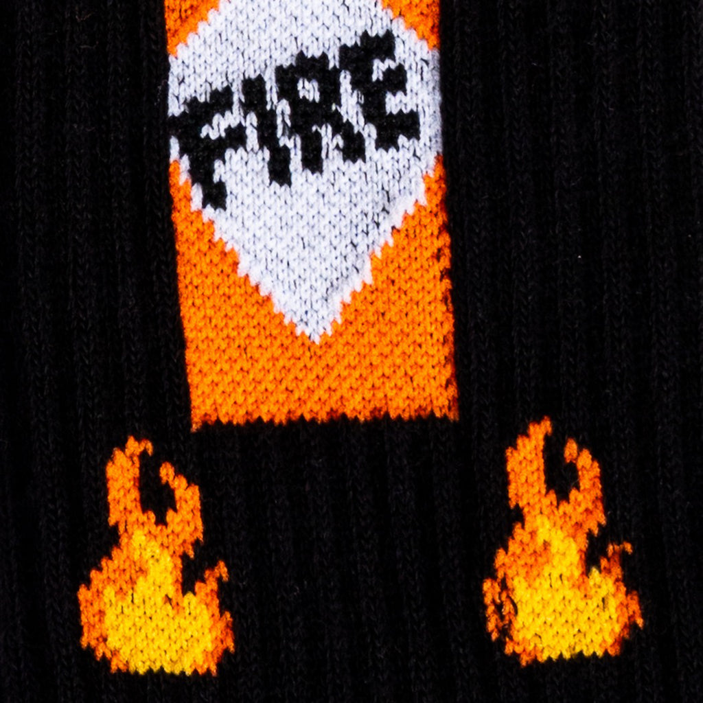 Close-up view of Hot Sauce Fire Athletic Ribbed Crew Socks.