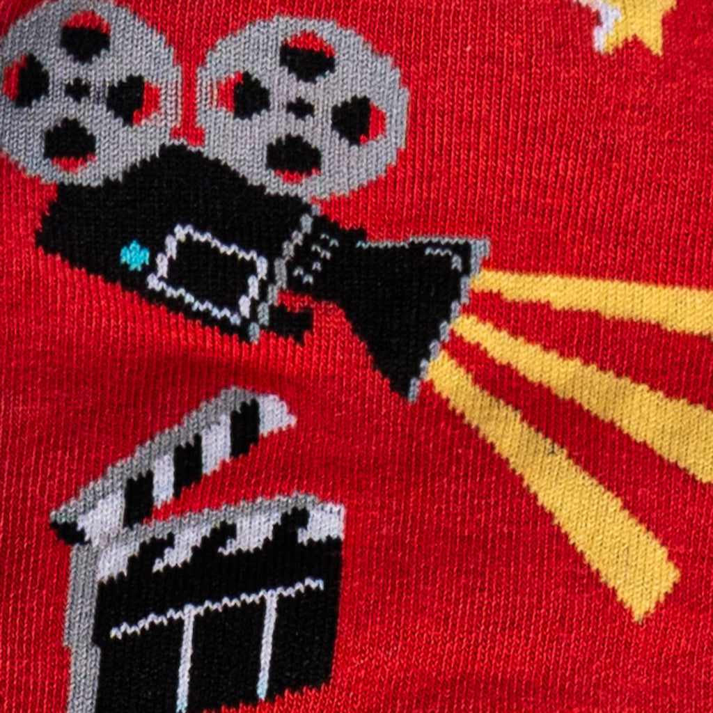Close-up view of Movie Night Women's Crew Socks.