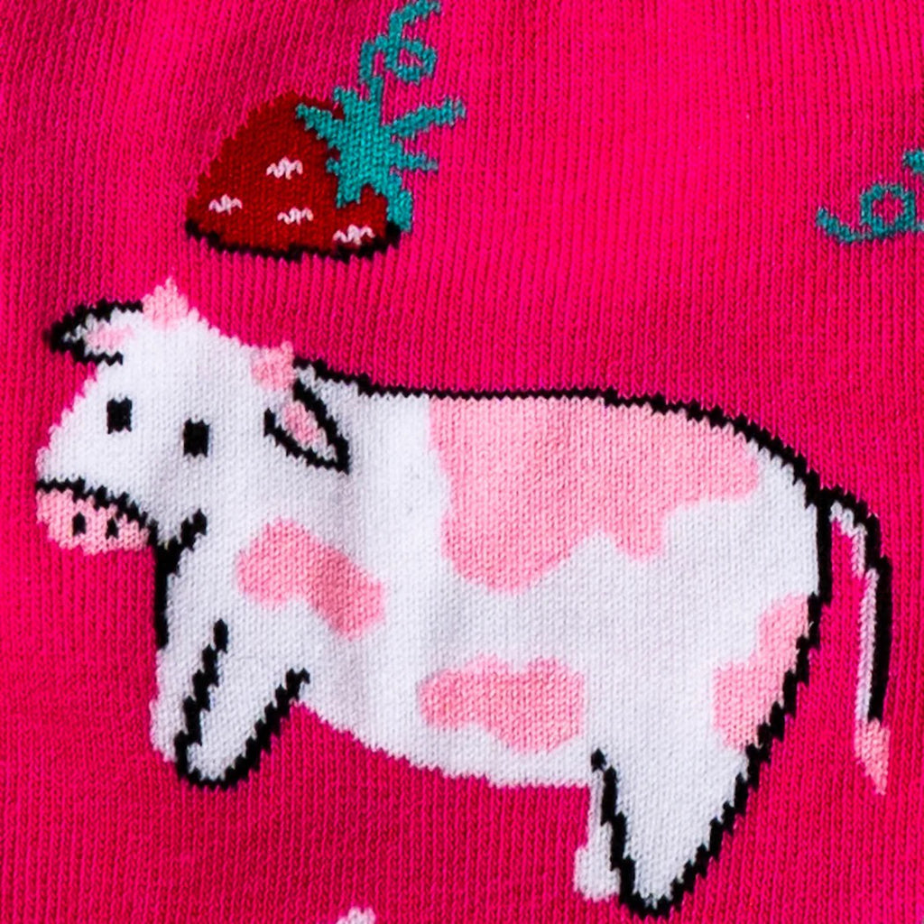 Close-up view of Strawberry Milk Women's Crew Socks.