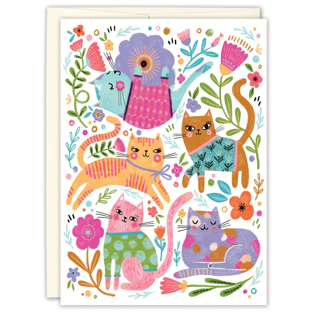 Colorful Cats Blank Card.