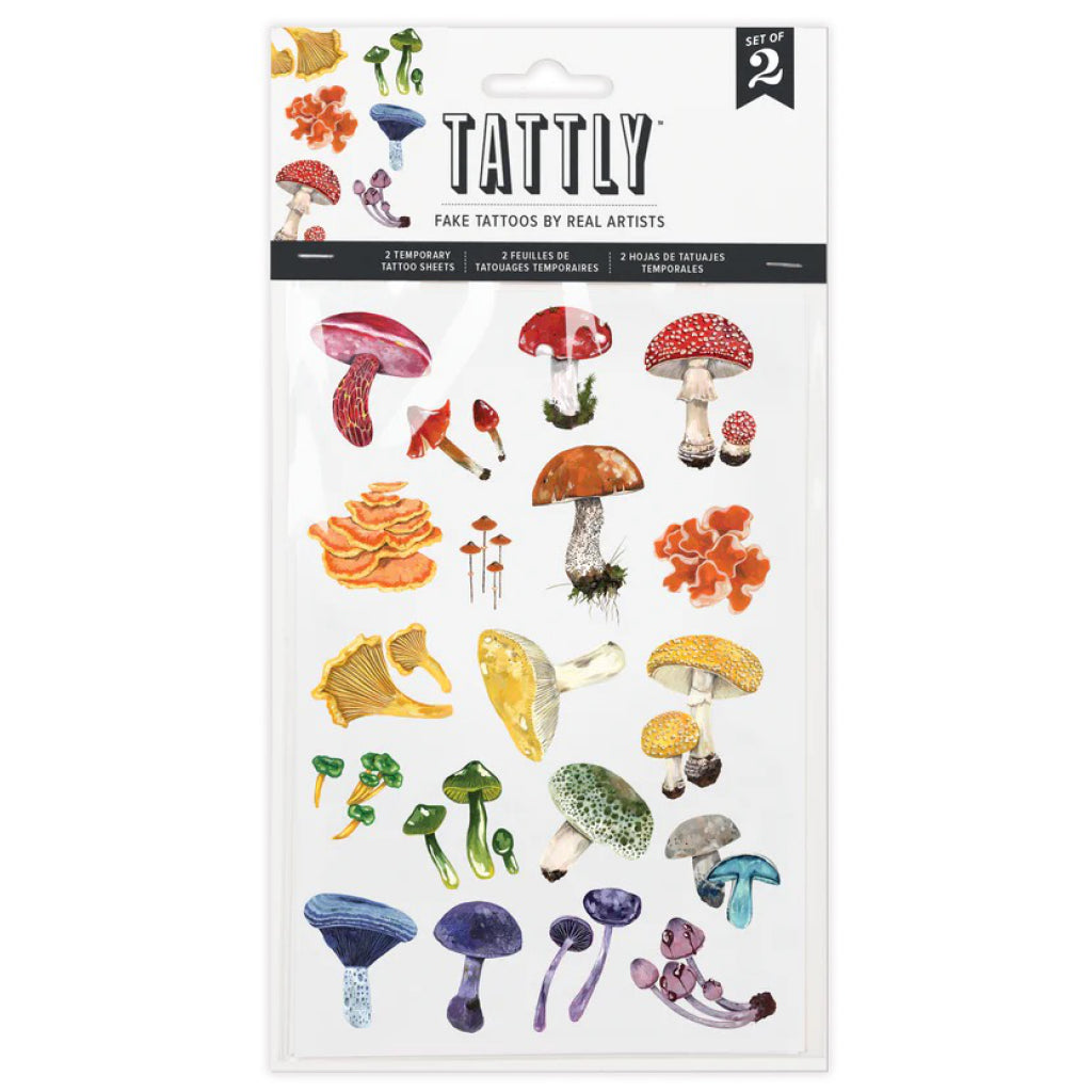 Colorful Mushrooms Tattoo Sheets packaging.