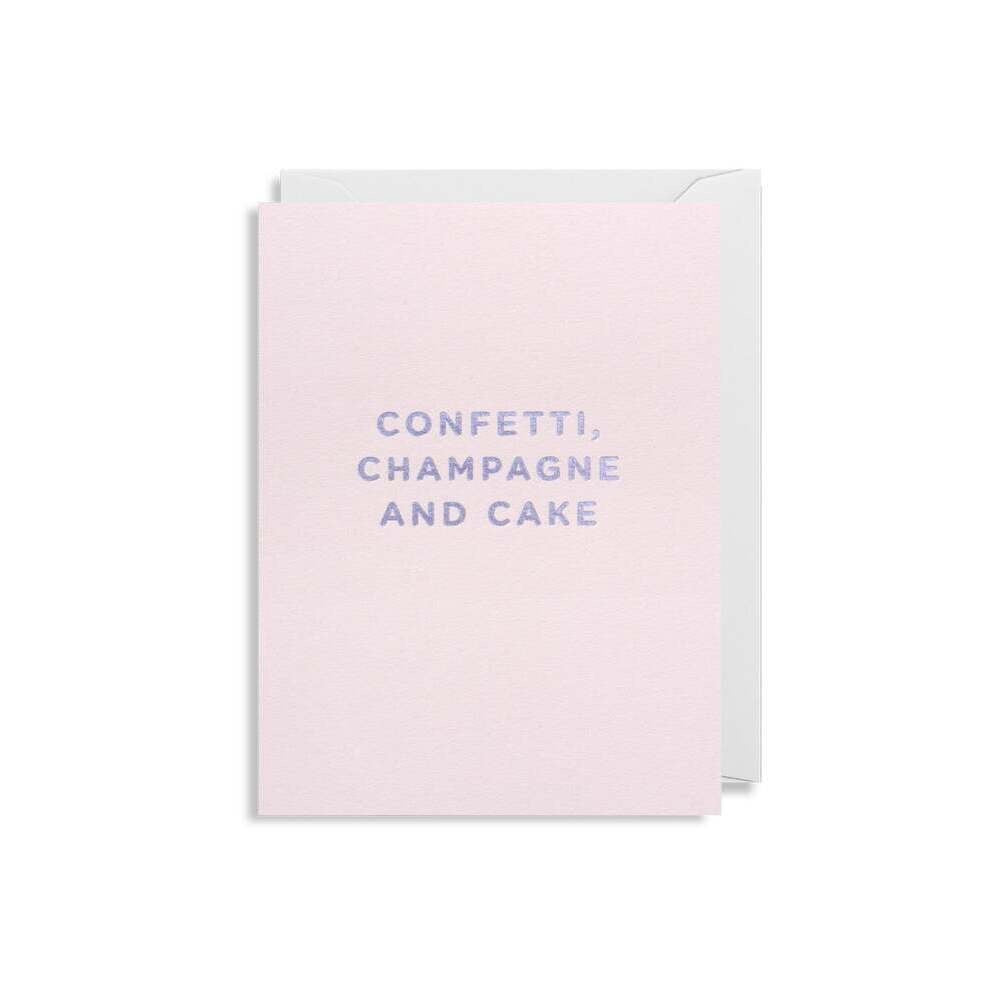 Confetti Champagne And Cake Mini Card.