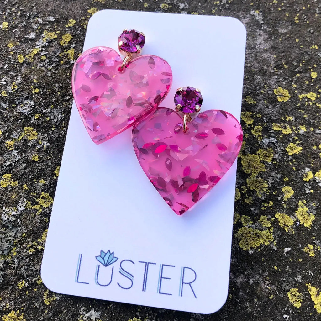 Confetti Heart Love Earrings.