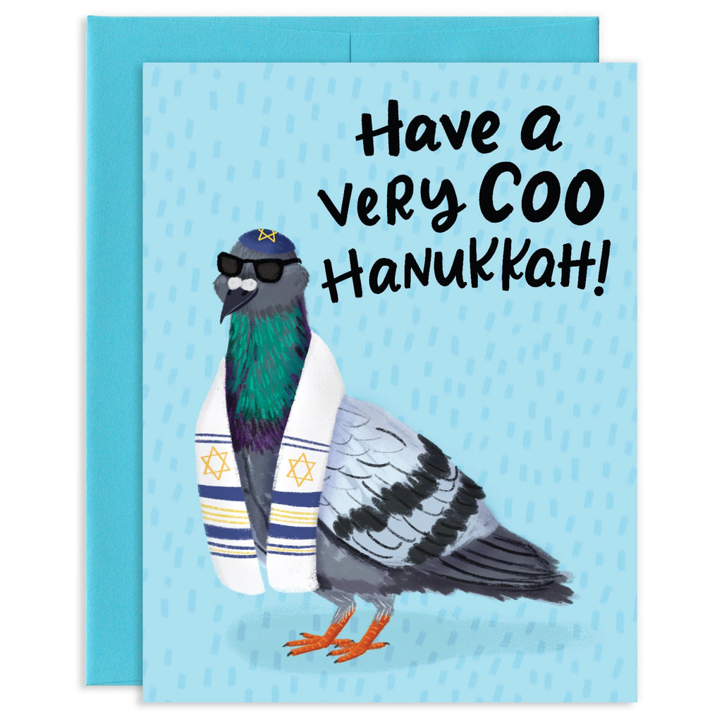 Coo Hanukkah Pigeon Card.