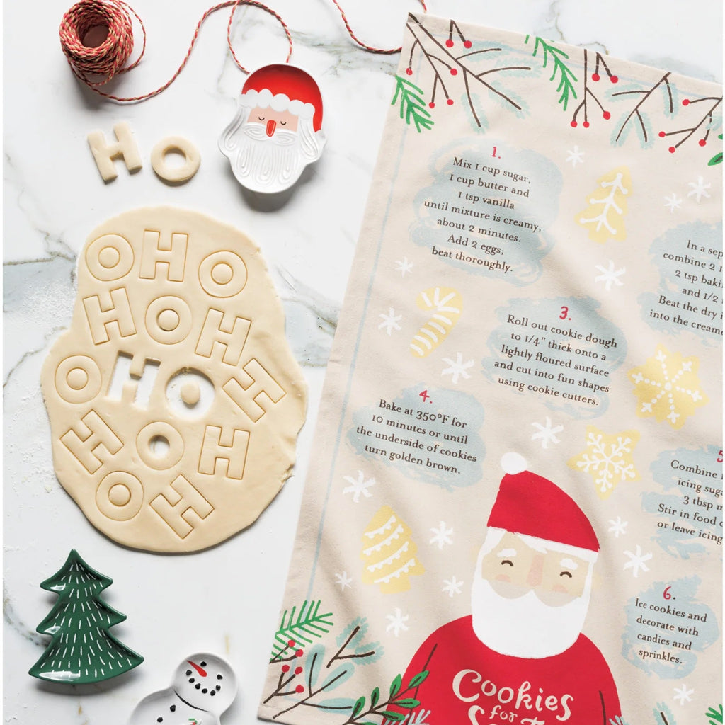Cookies for Santa Dish Towel on table.