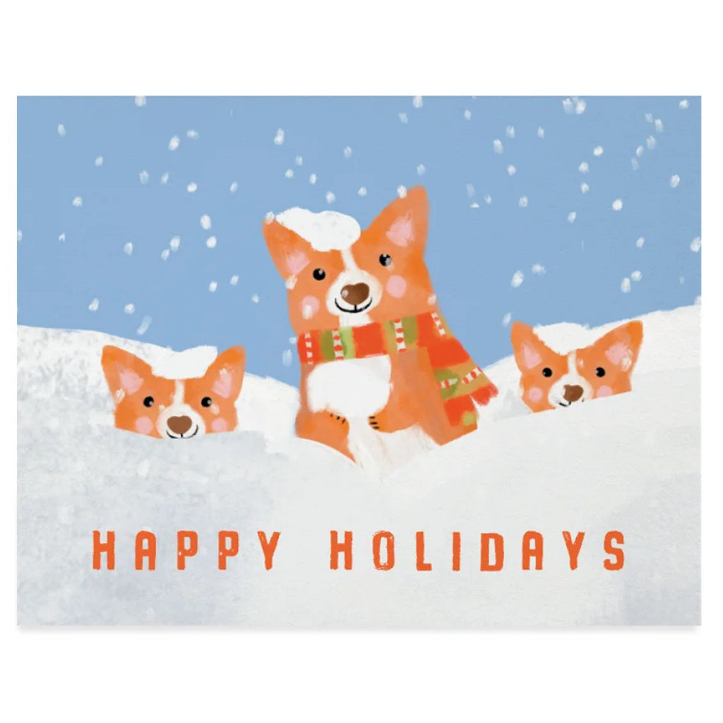 Corgis In The Snow Boxed Holiday Cards.