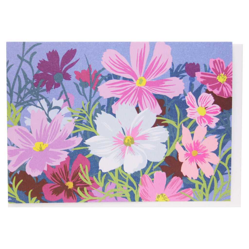 Cosmos Pink  Purple Florals Card