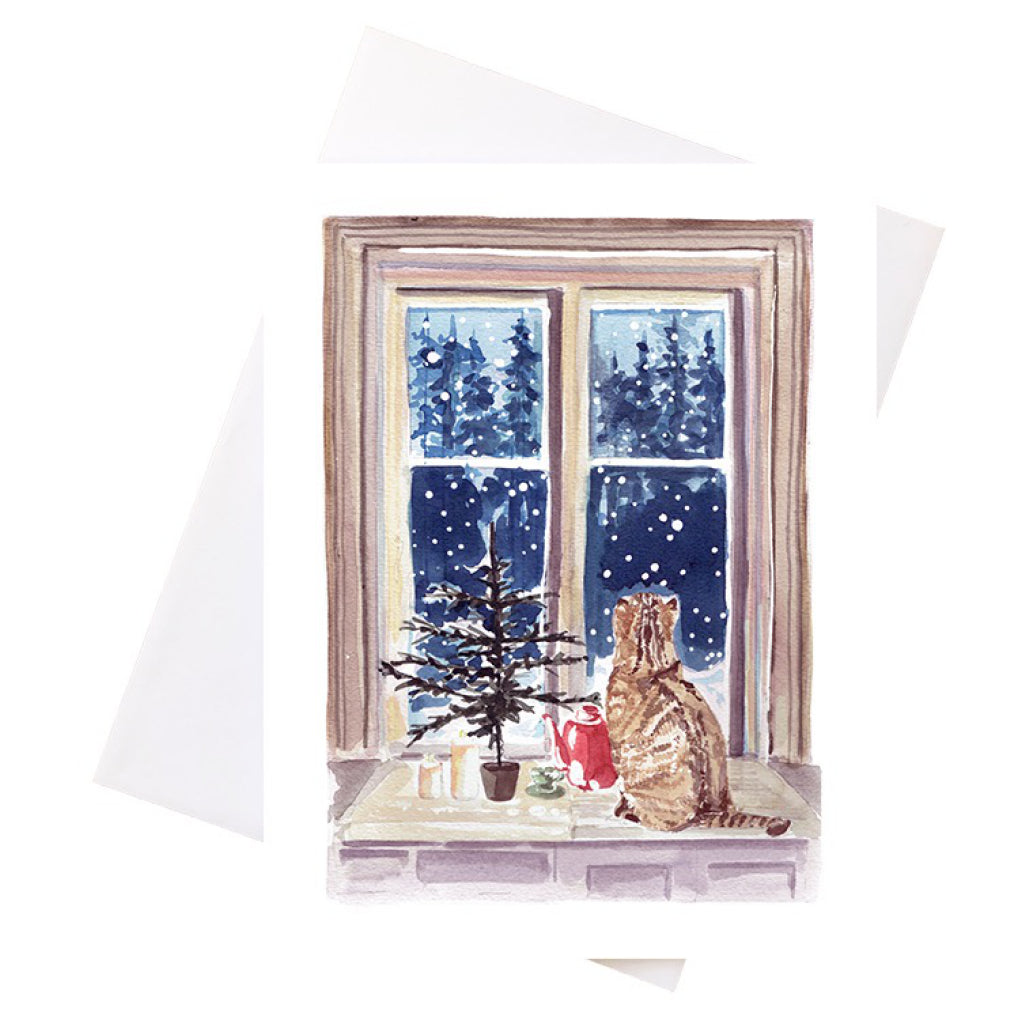 Cozy Cat Watercolour Card