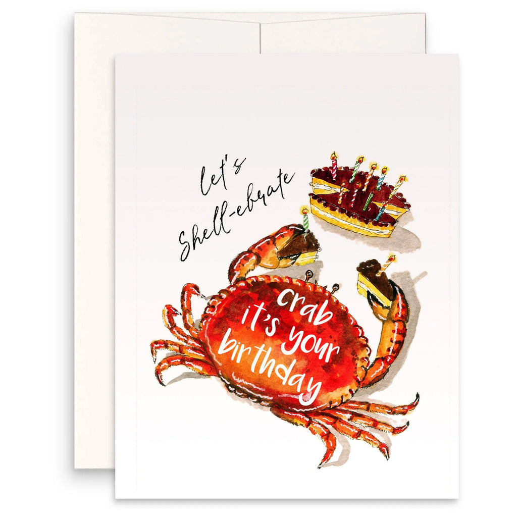 Crab Cake Shell-ebrate Birthday Card.
