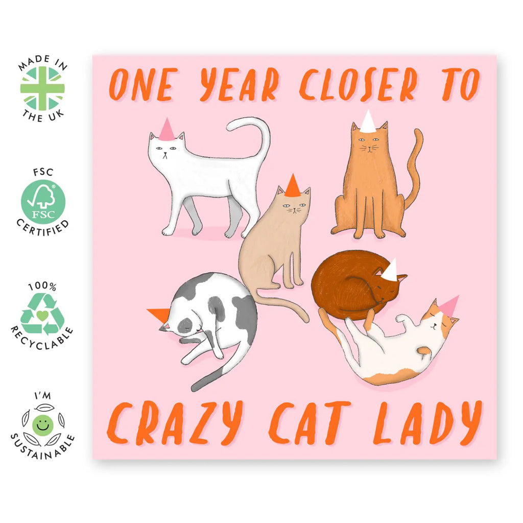 Crazy Cat Lady Birthday Card specs.