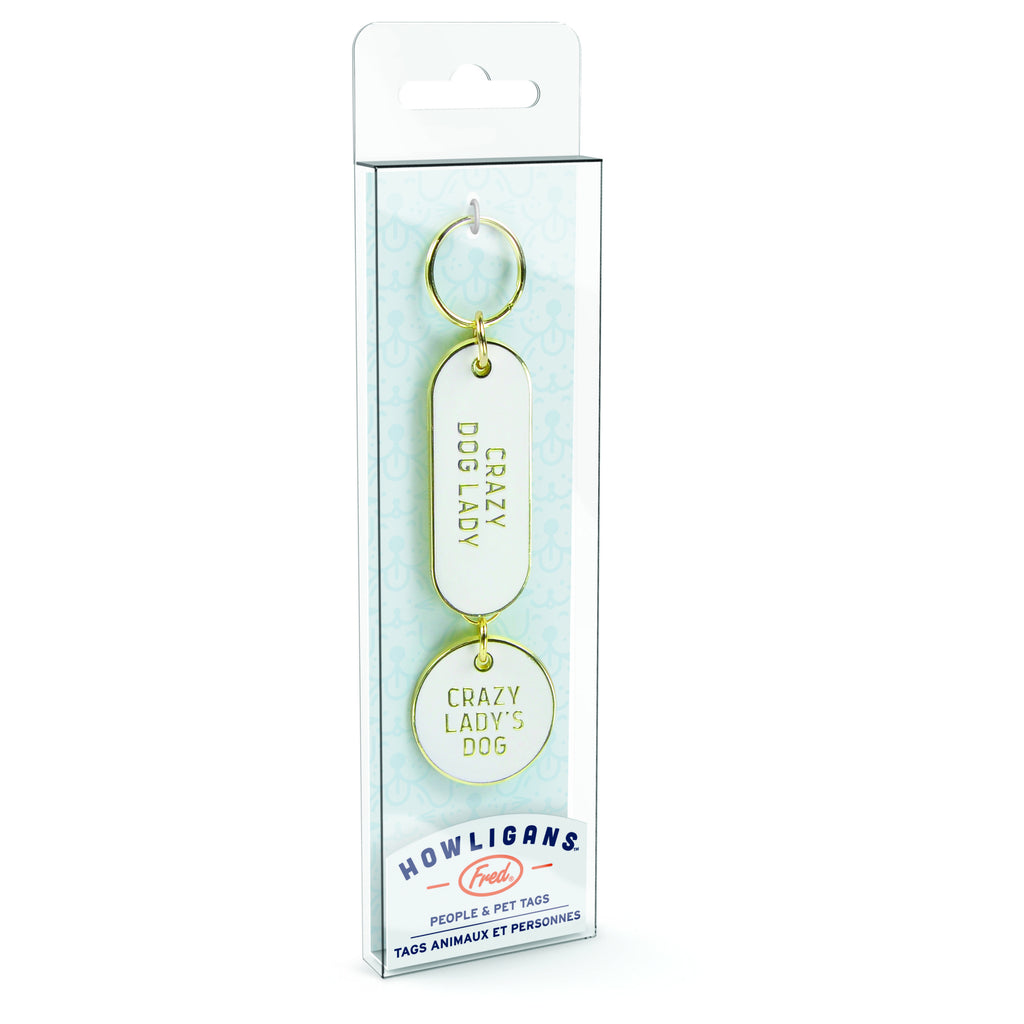 Crazy Dog Lady Key Chain  Dog Tag Set In Packaging