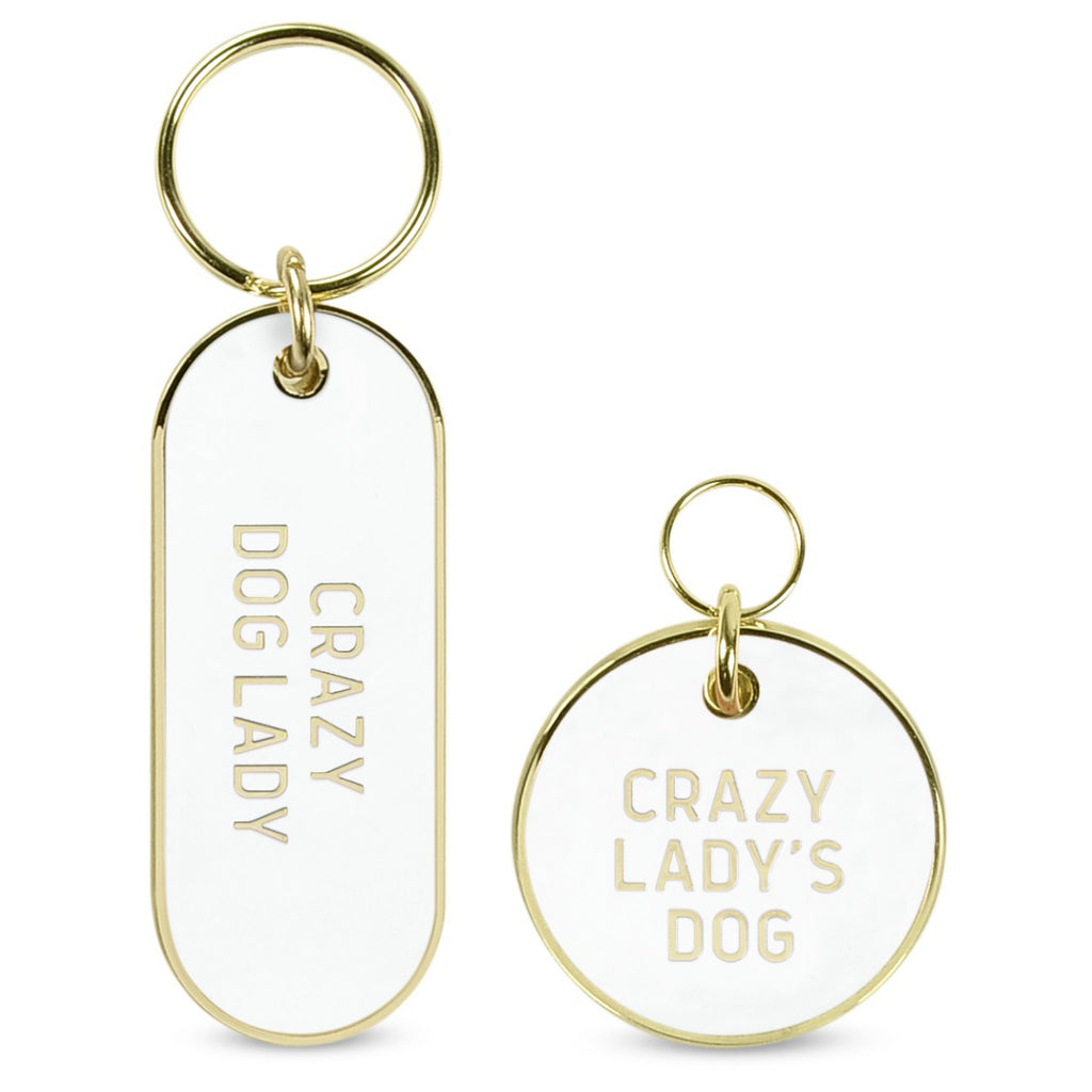 Crazy Dog Lady Key Chain  Dog Tag Set