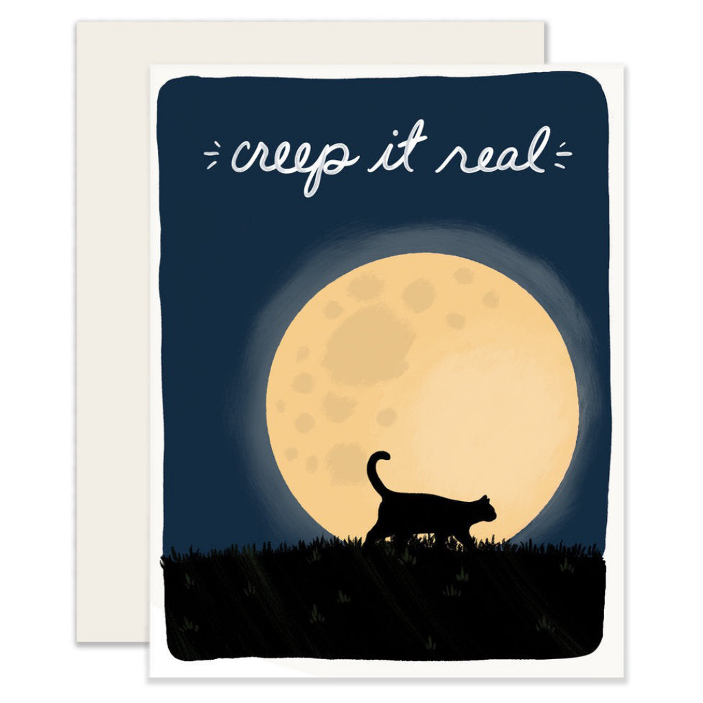 Creep It Real Cat  Moon Card
