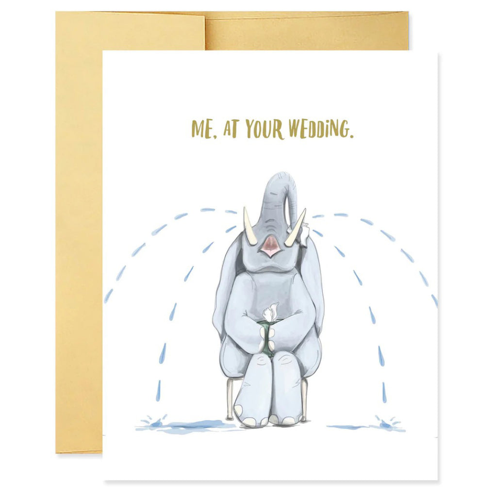 Crying Elephant Wedding Card.