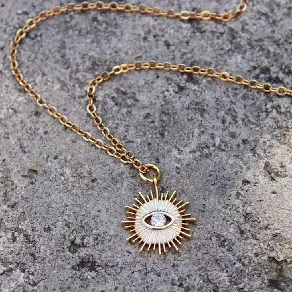Crystal Eye Sunburst Necklace.