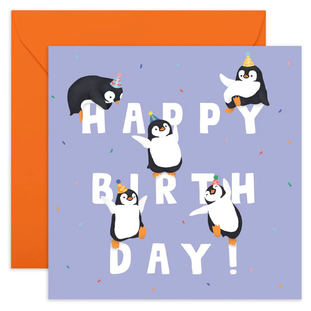 Cute Penguins Happy Birthday Card.