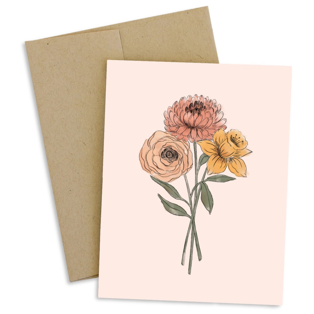 Daffodils and Chrysanthemums Greeting Card.