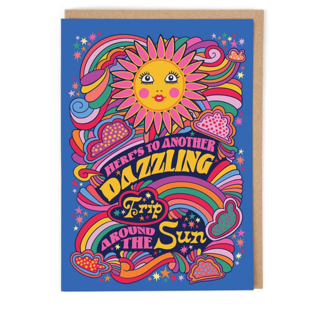 Dazzling Trip Around The Sun Birthday Card.