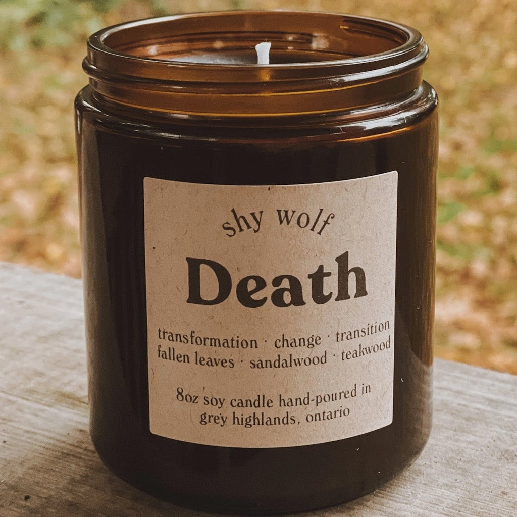 Death Black Wax Tarot Candle showing wick.