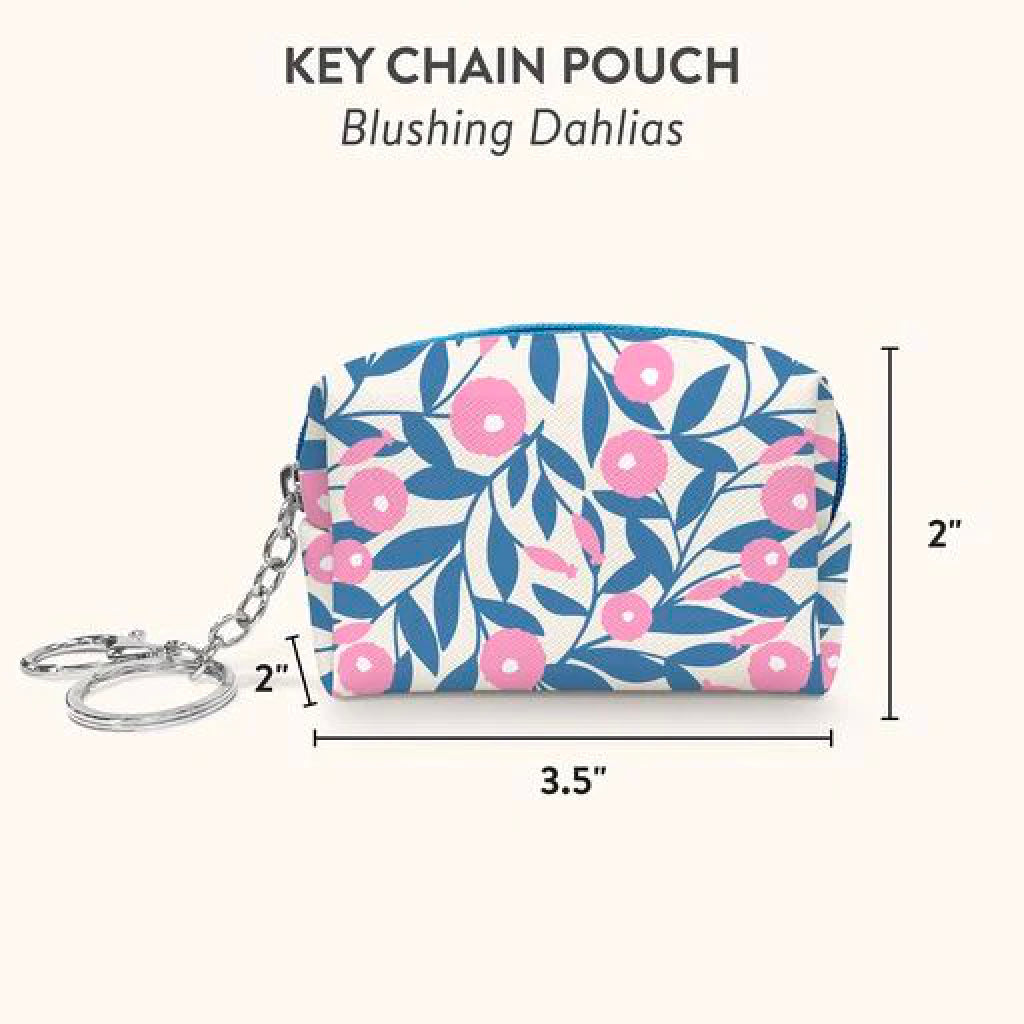 Dimensions of Blushing Dahlias Key Chain Pouch.