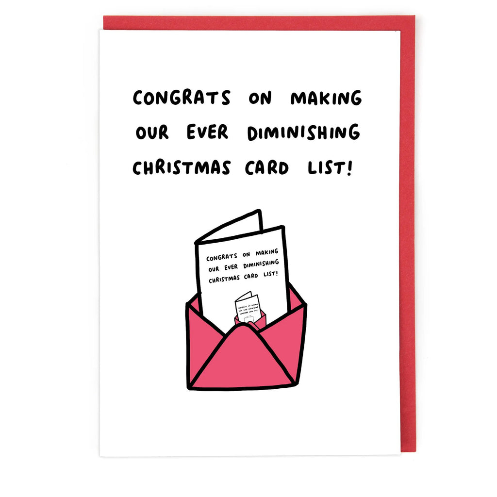 Diminishing Christmas Card List Card.