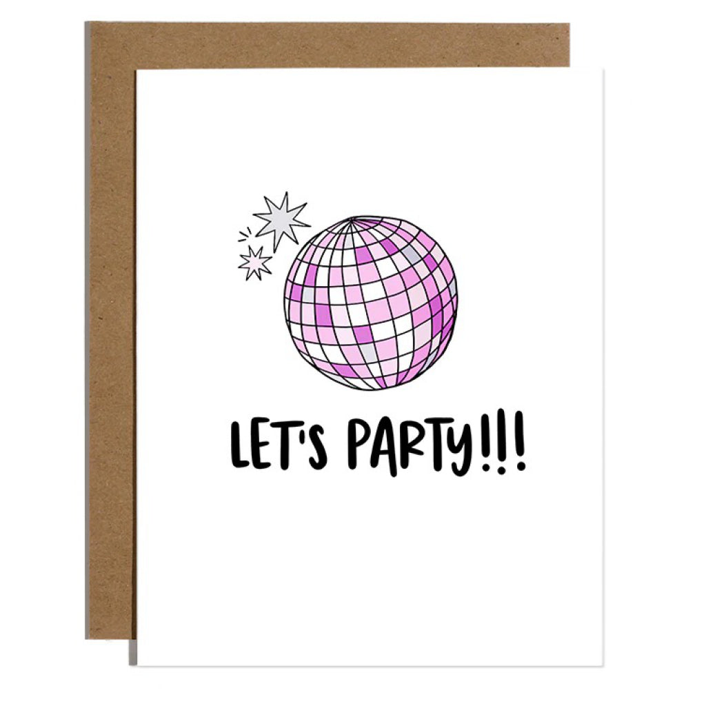 Disco Ball Let's Party Birthday Card.