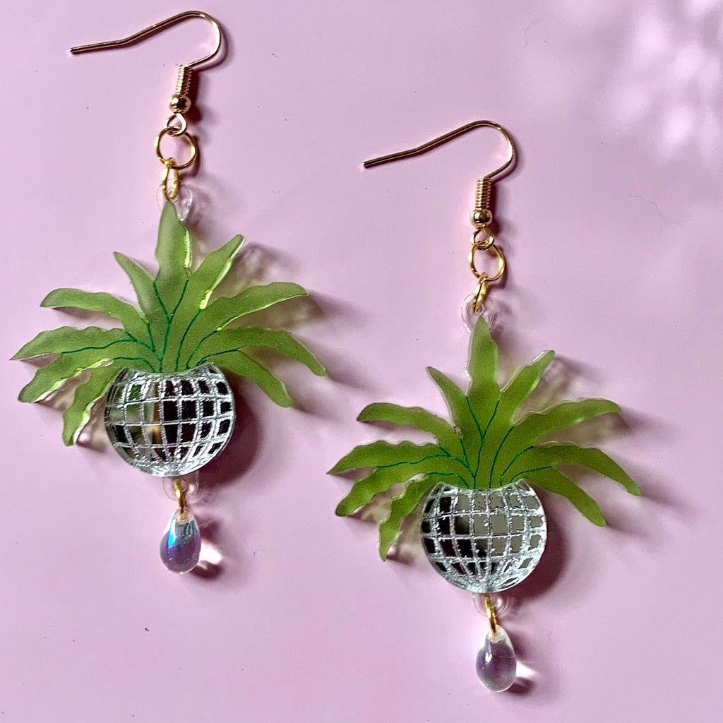 Disco Ball Planter Earrings.