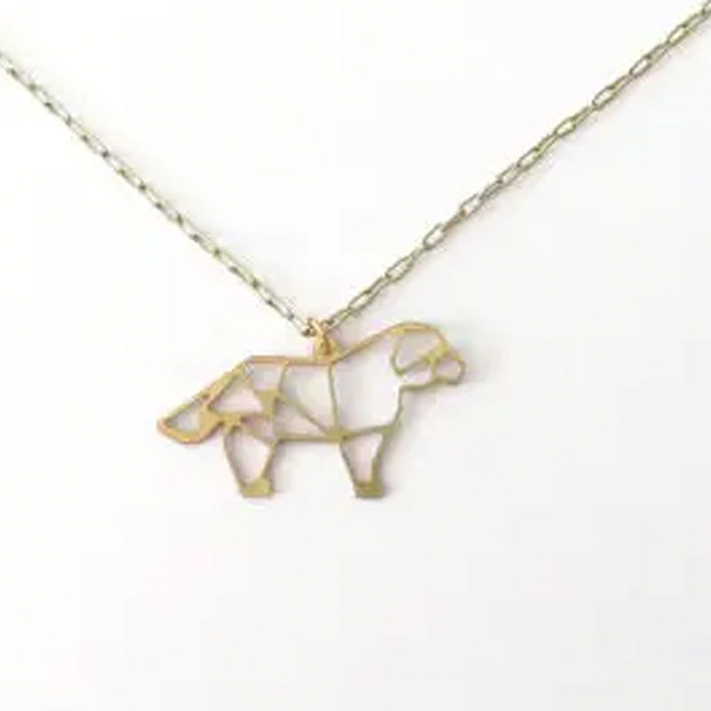 Dog Geometric Necklace Silver.