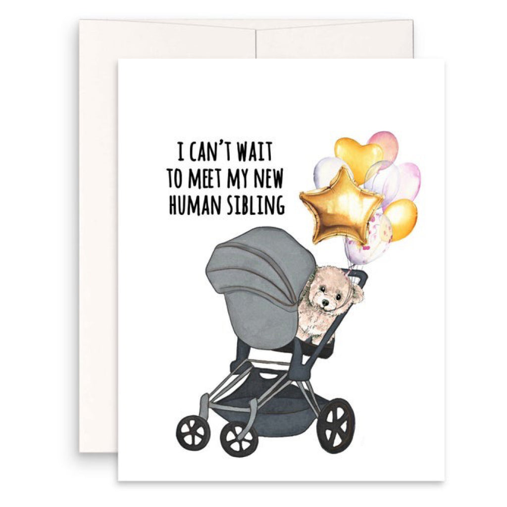 Dogs New Human Sibling Baby Card