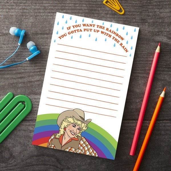 Dolly Parton Rainbow Notepad Lifestyle