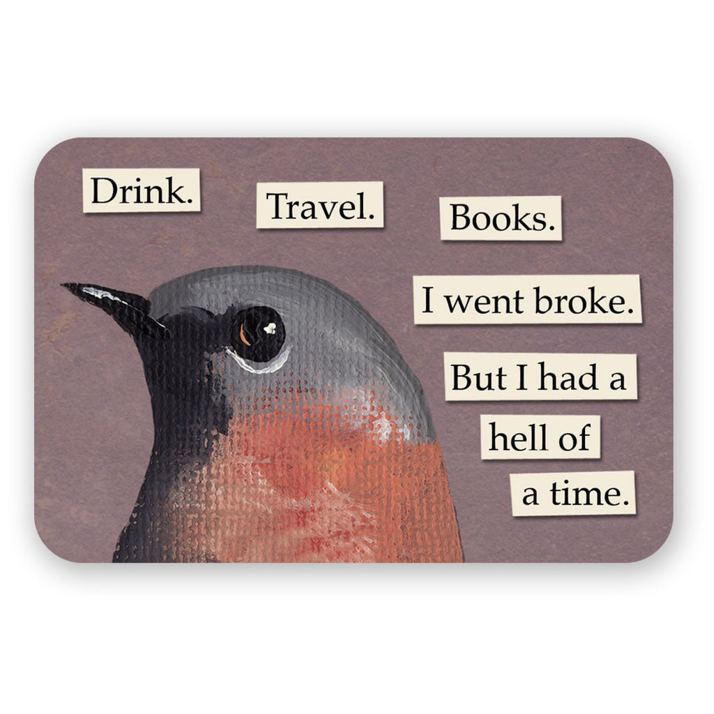 Drink. Travel. Books. Sticker.