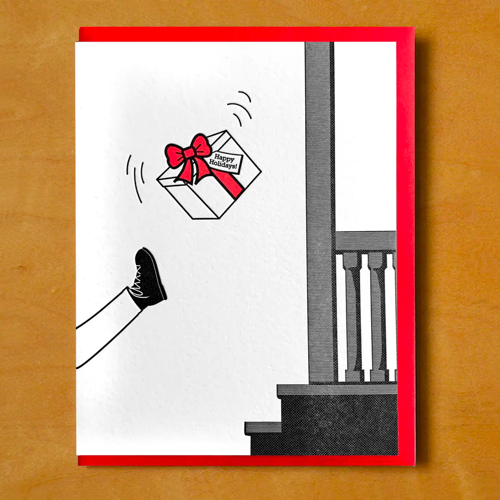 Drop Kick Present Christmas Card.