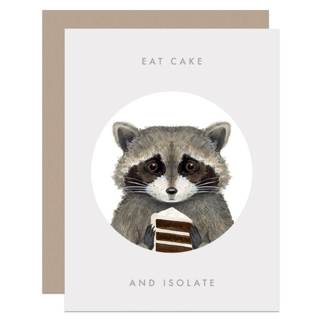 Eat Cake And isolate Raccoon Birthday Card
