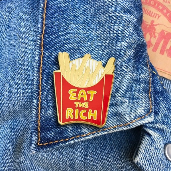 Eat The Rich Enamel Pin Lifestyle