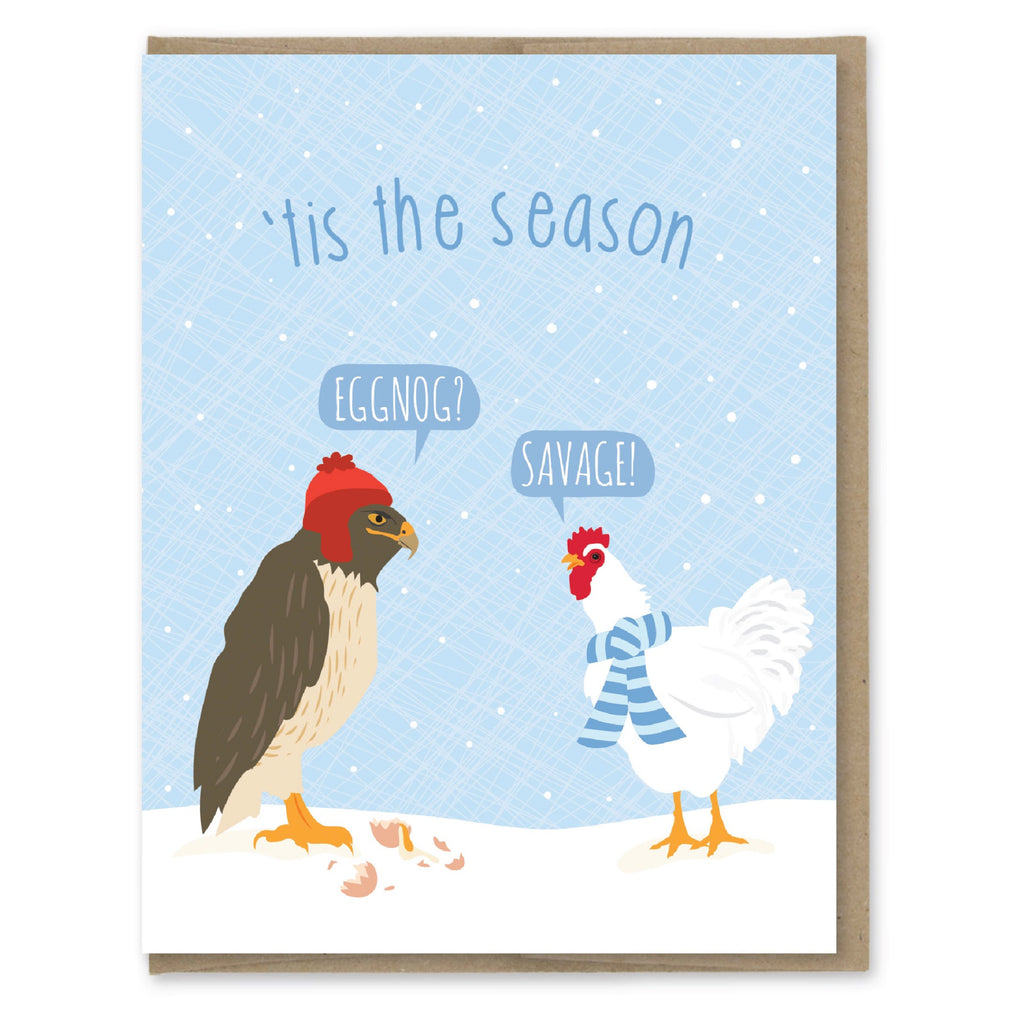Eggnog Chicken  Hawk Holiday Card